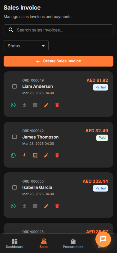 ManageMe Orders Mobile Dark